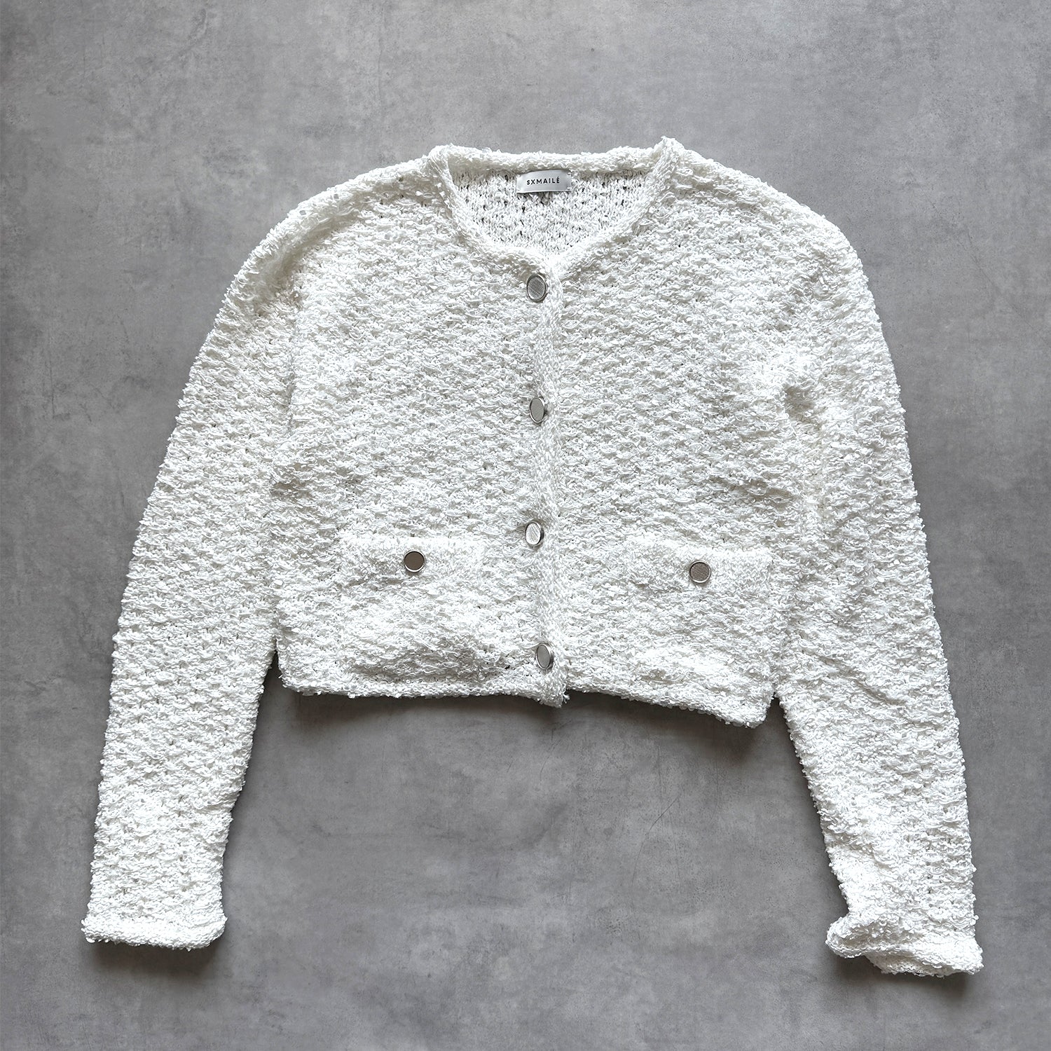 LOW GAUGE YARN TWEED KNIT CARDIGAN