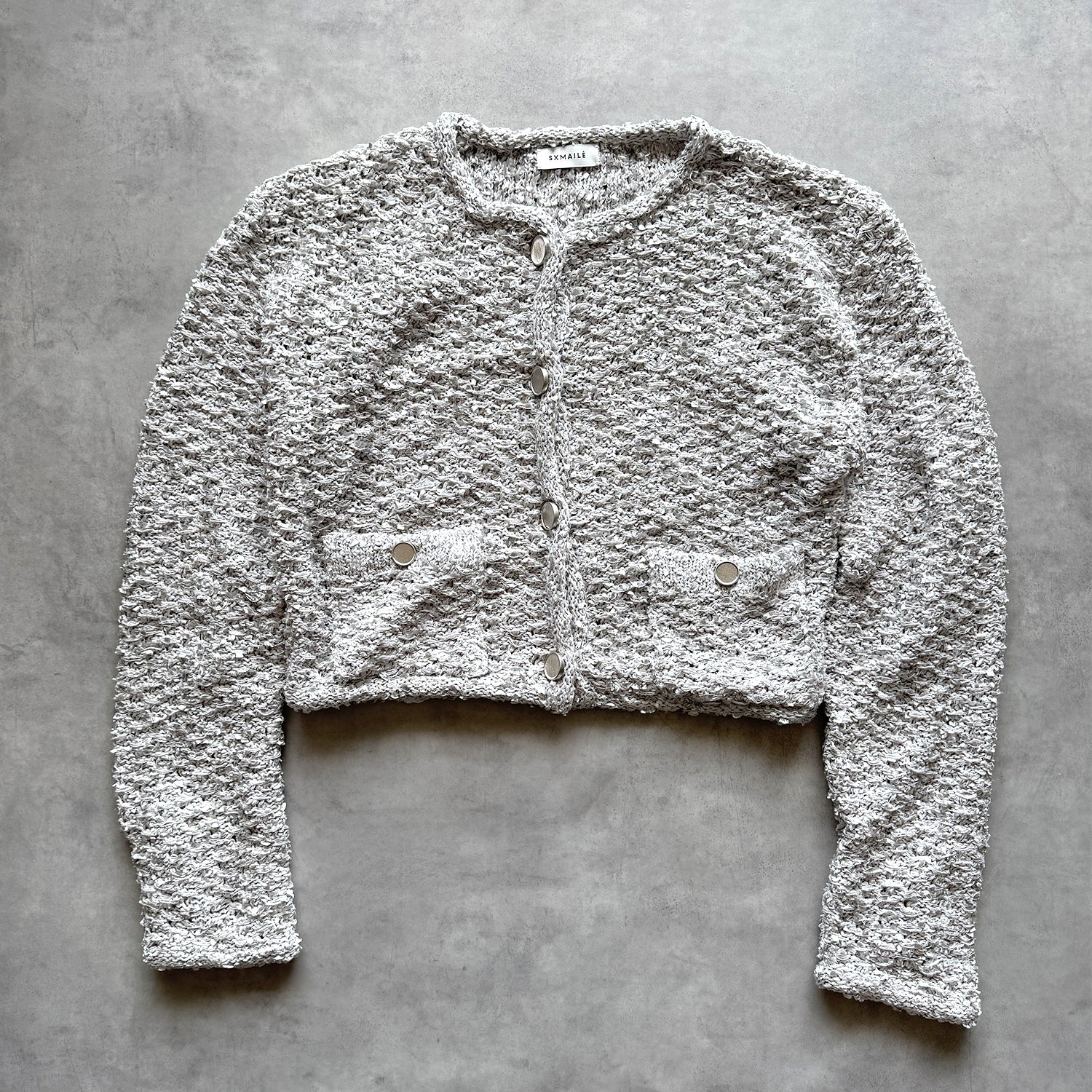 LOW GAUGE YARN TWEED KNIT CARDIGAN