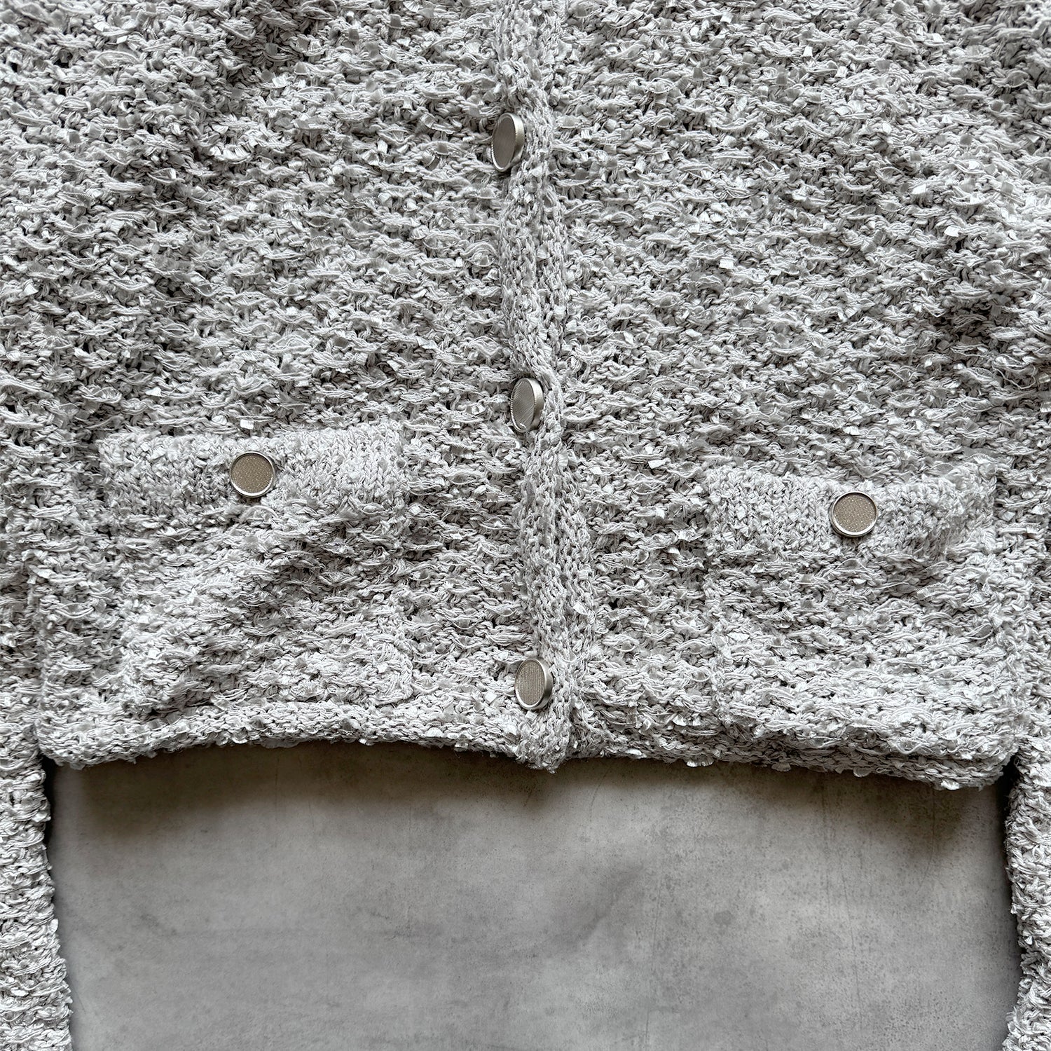 LOW GAUGE YARN TWEED KNIT CARDIGAN