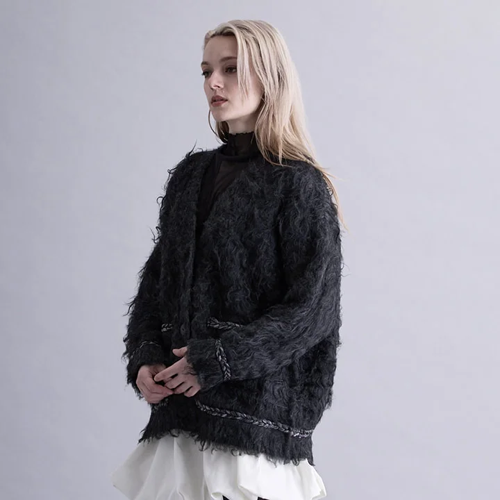 TRIM SHAGGY CARDIGAN