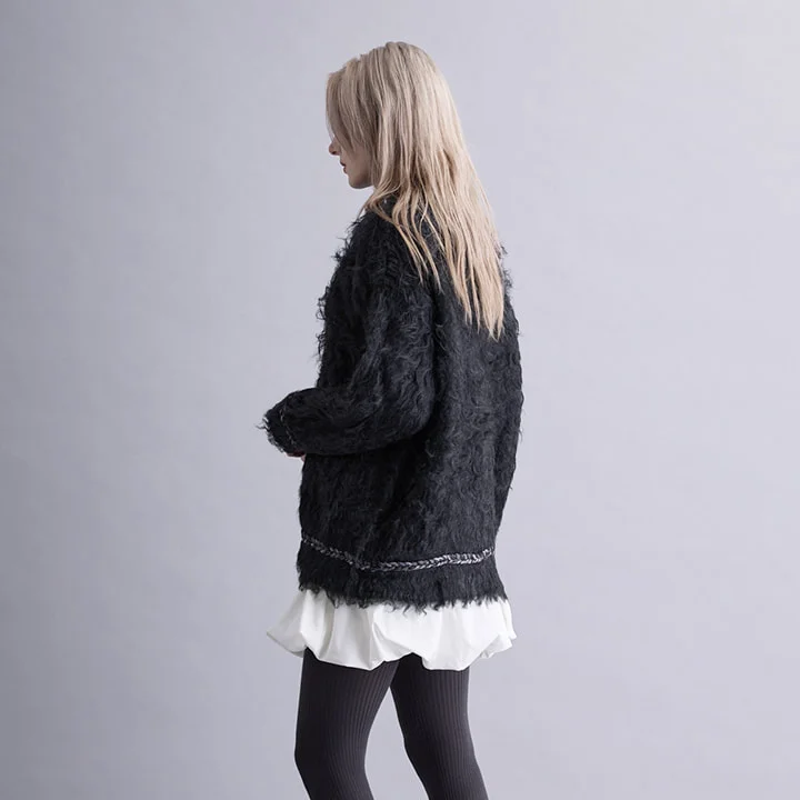 TRIM SHAGGY CARDIGAN