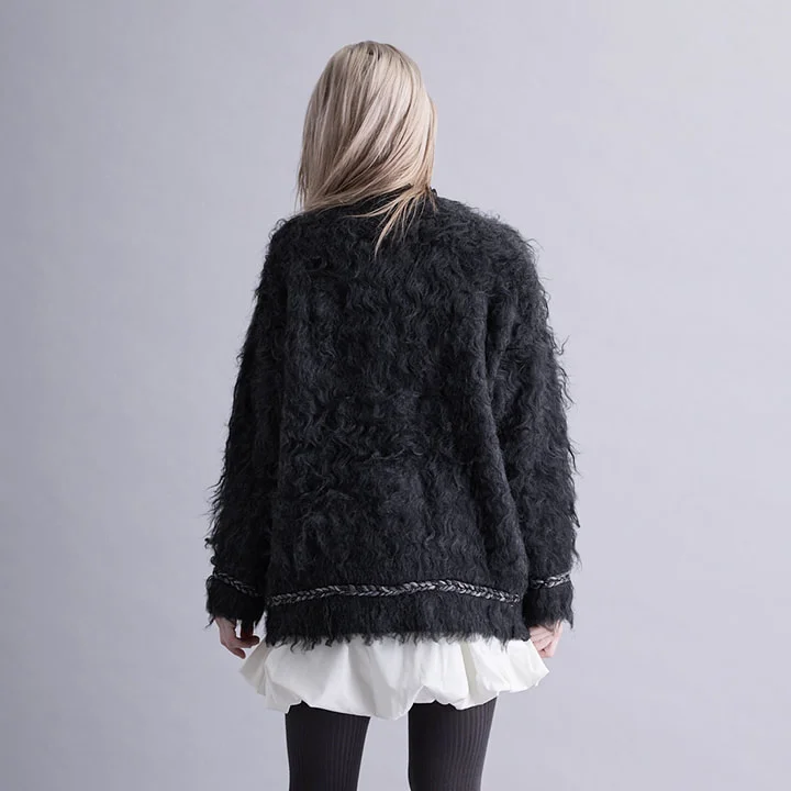 TRIM SHAGGY CARDIGAN