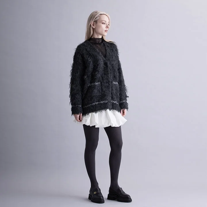 TRIM SHAGGY CARDIGAN