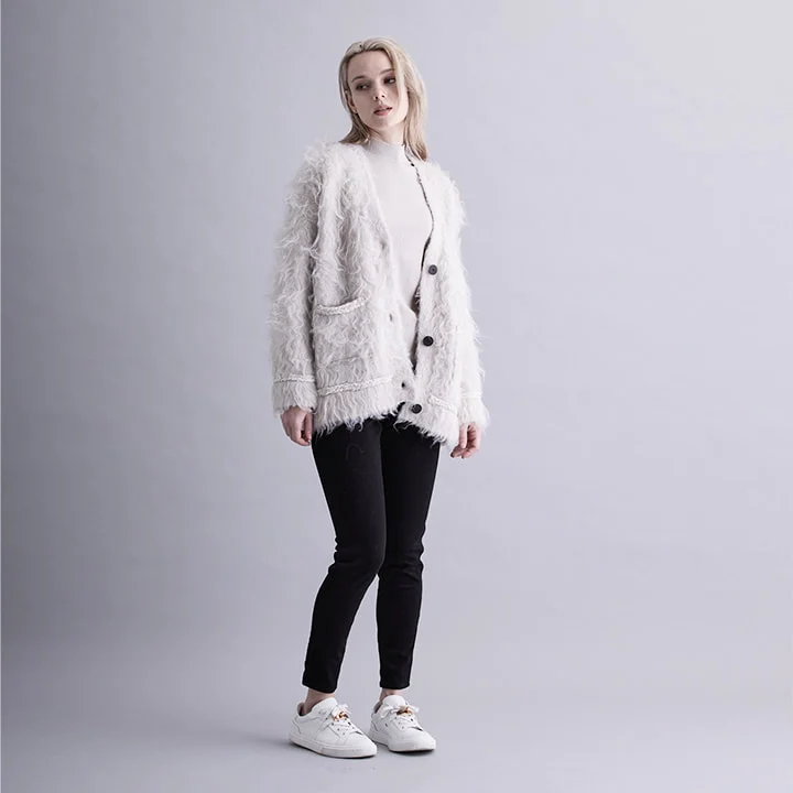 TRIM SHAGGY CARDIGAN