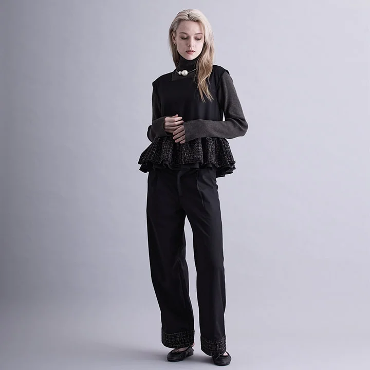 TWEED FRILL TOP