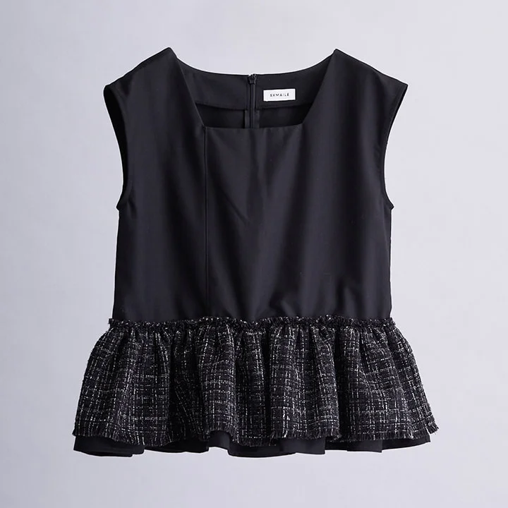 TWEED FRILL TOP