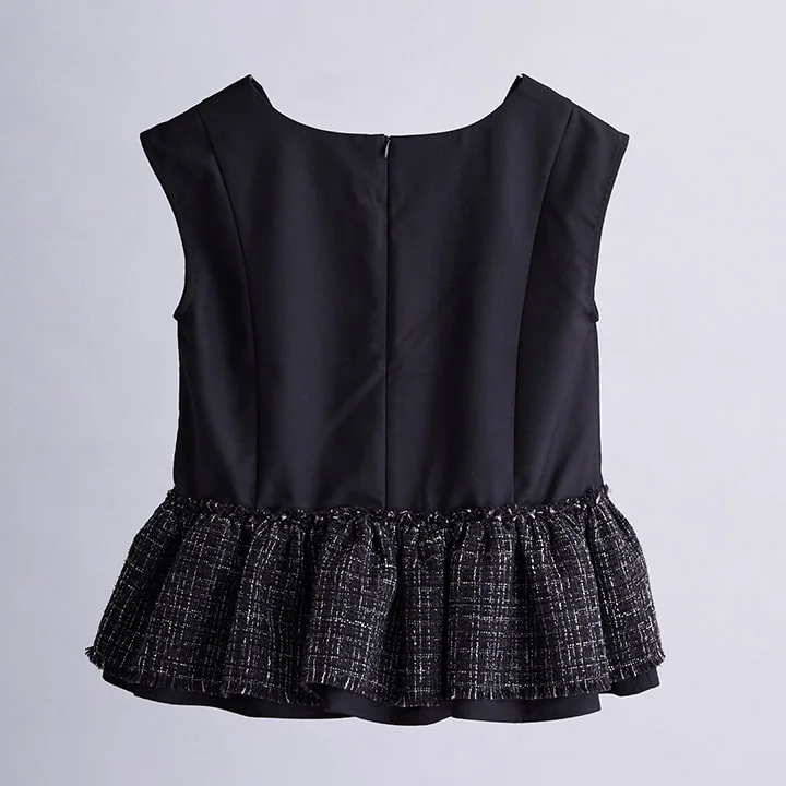 TWEED FRILL TOP