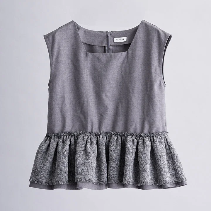 TWEED FRILL TOP