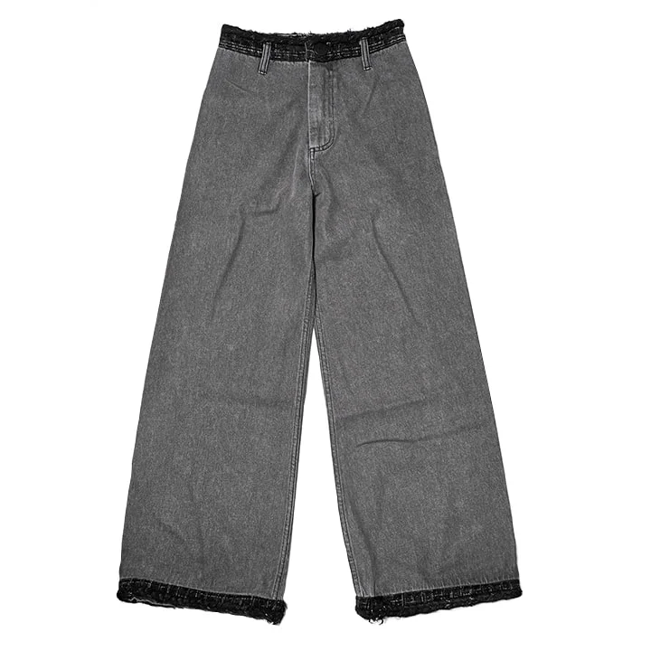 TWEED x TRIM DENIM PANTS