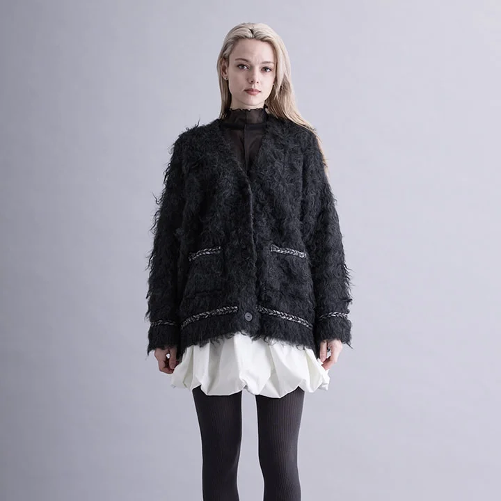 TRIM SHAGGY CARDIGAN