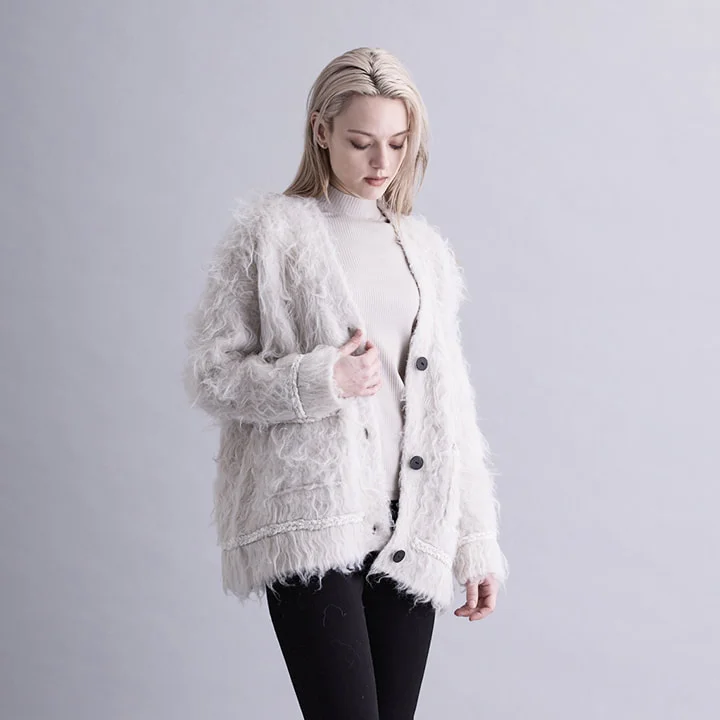 TRIM SHAGGY CARDIGAN