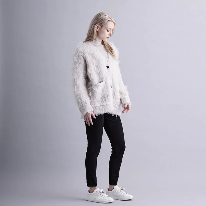 TRIM SHAGGY CARDIGAN