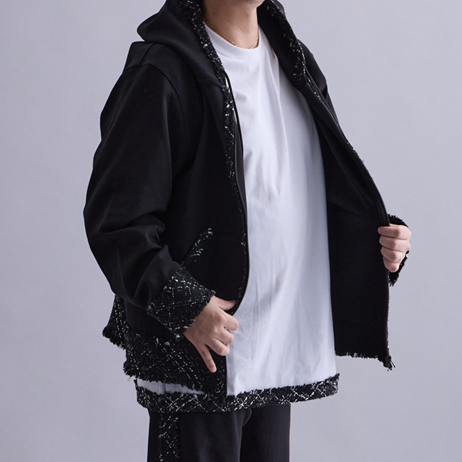 【MENS】TWEED MIX ZIP PARKER